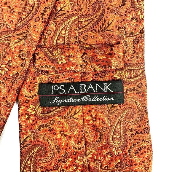Jos.A.Bank Signature Collection Orange Paisley Print Men's Silk Tie / Necktie - Picture 6 of 9